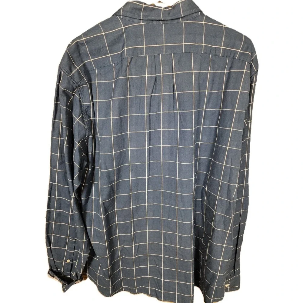 Michael Kors‎ Mens XXL Slim Fit Blue Check Button Down Shirt Long Sleeve